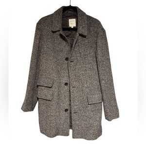 Billy Reid SZ Large Made in Italy Wool Alpaca Flecked Tweed Walking Overcoat